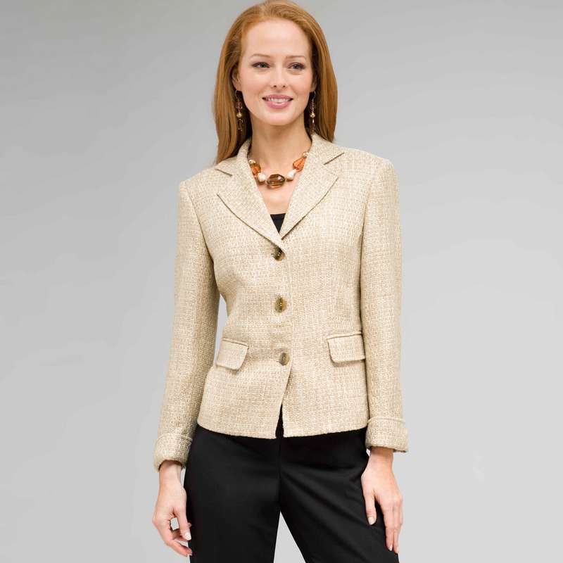 Notch Collar Basket Weave Jacket, New Rattan Multi, large image number 0